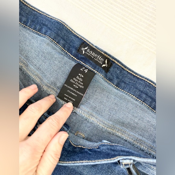 NWT Women's Nanette Lepore Women's Plus Belle High Rise Skinny Straight Jean - Picture 5 of 12